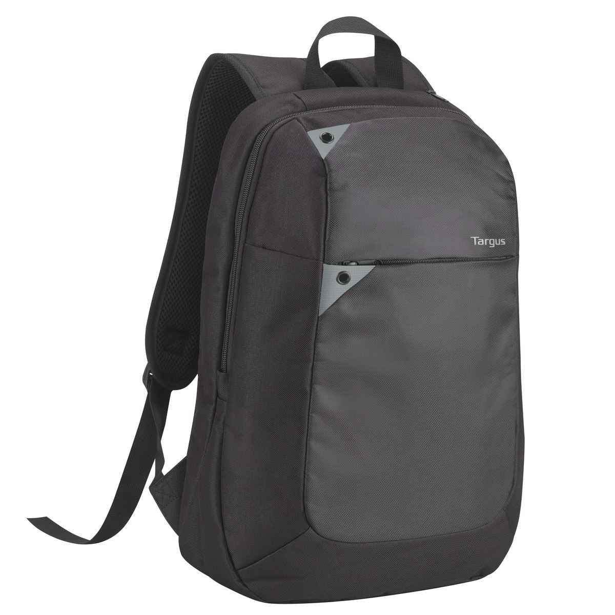 Targus Intellect 15.6" Laptop Bag, Side Loading Design, Padded & Adjustable Shoulder Strap, Water Repellent, RoHS, Black/Grey | TBB565GL