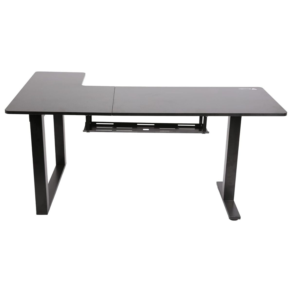 GamerTek Gaming Desk Alpha Pro RGB Flexi Corner Gaming Desk – 160x100cm, Carbon Fiber Texture, L-Shape Design, Black