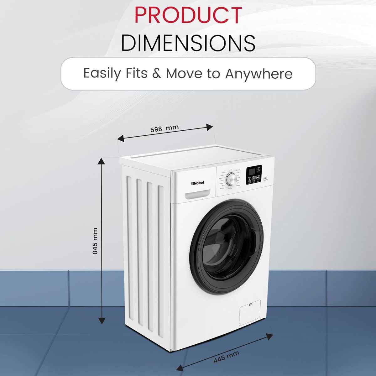 Nobel NWM775 6 Kg Inverter Front Load Fully Automatic Washing Machine – 16 Wash Programs, Child Lock, High-Temp Sterilization, Delay Start, LED Display