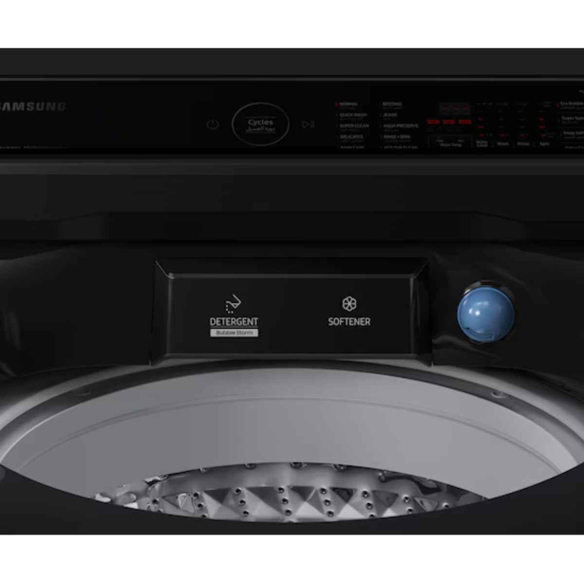 Samsung WA5000C / WA10CG5745BVGU 10kg Top-Load Washing Machine — Eco Bubble™, Digital Inverter Technology, Super Speed, Black Caviar Matt