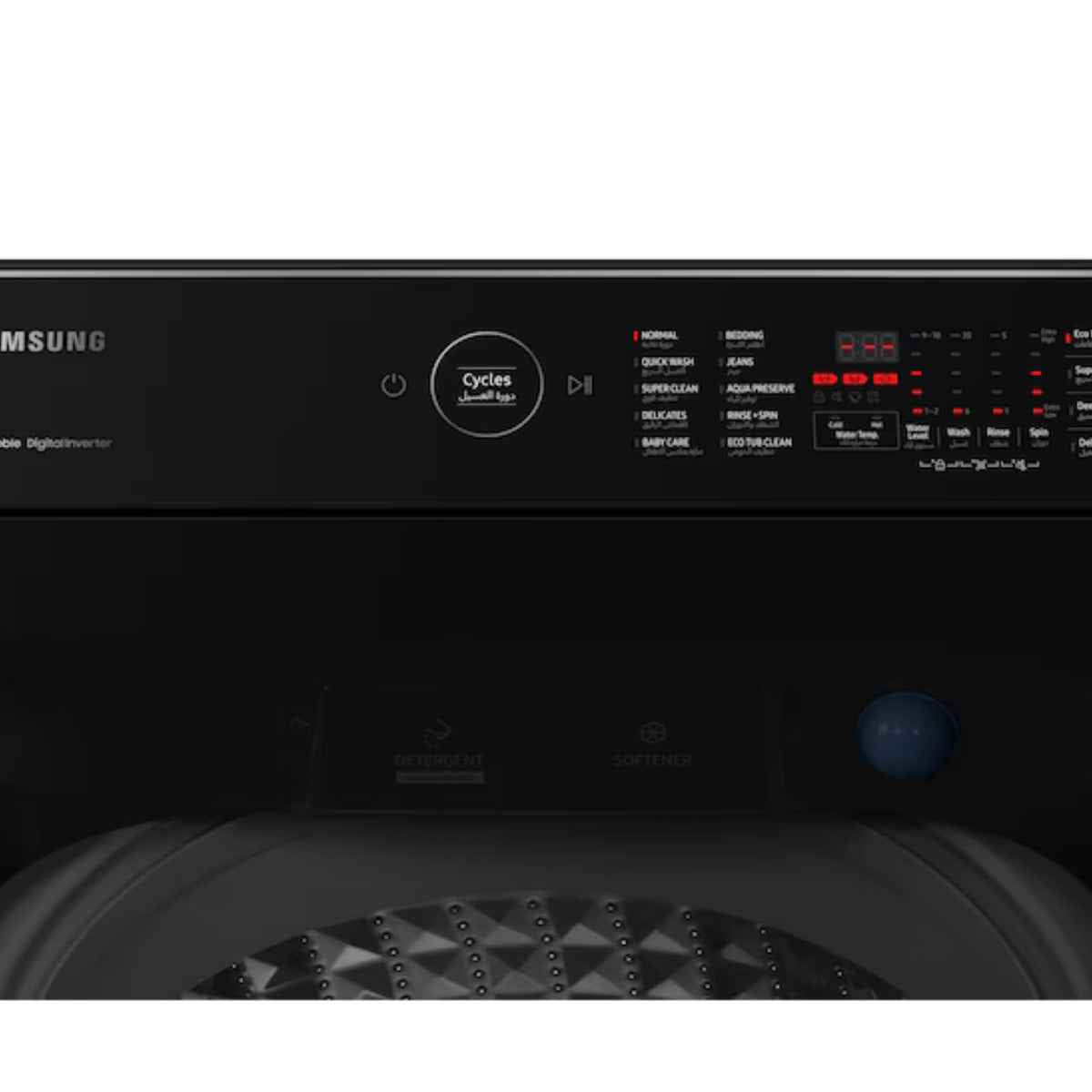 Samsung WA5000C / WA10CG5745BVGU 10kg Top-Load Washing Machine — Eco Bubble™, Digital Inverter Technology, Super Speed, Black Caviar Matt