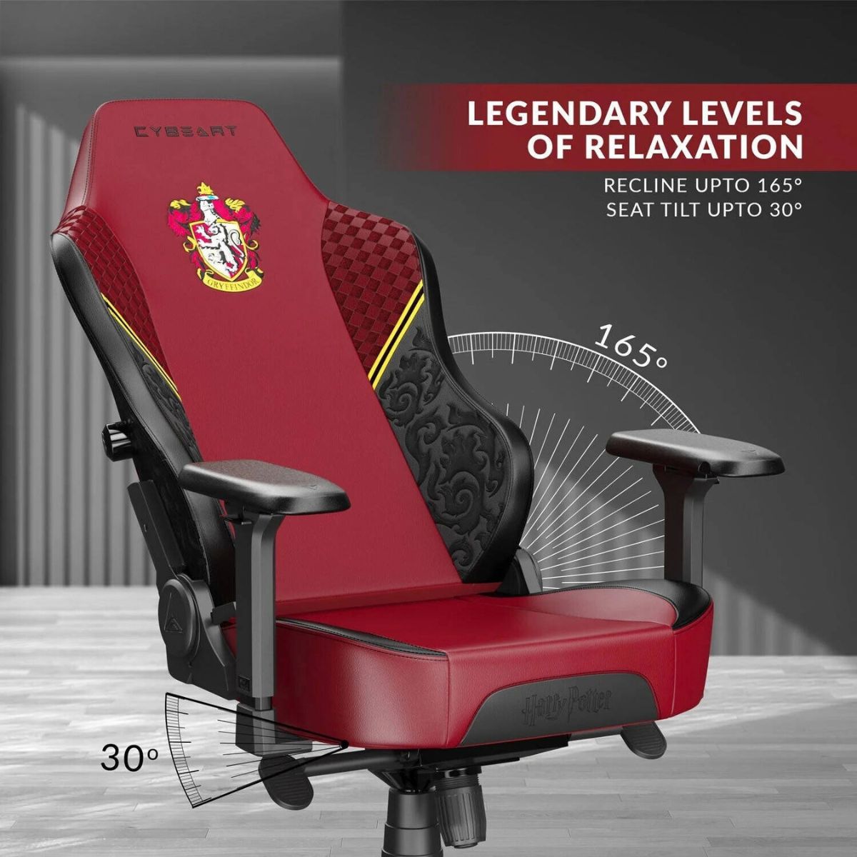 Cybeart Harry Potter Gryffindor Licensed Edition Gaming Chair | Supreme PU Leather | Cold-Cured Foam | 4D Armrests | 165° Recline | 150kg | GC-PUAPEX-HP02