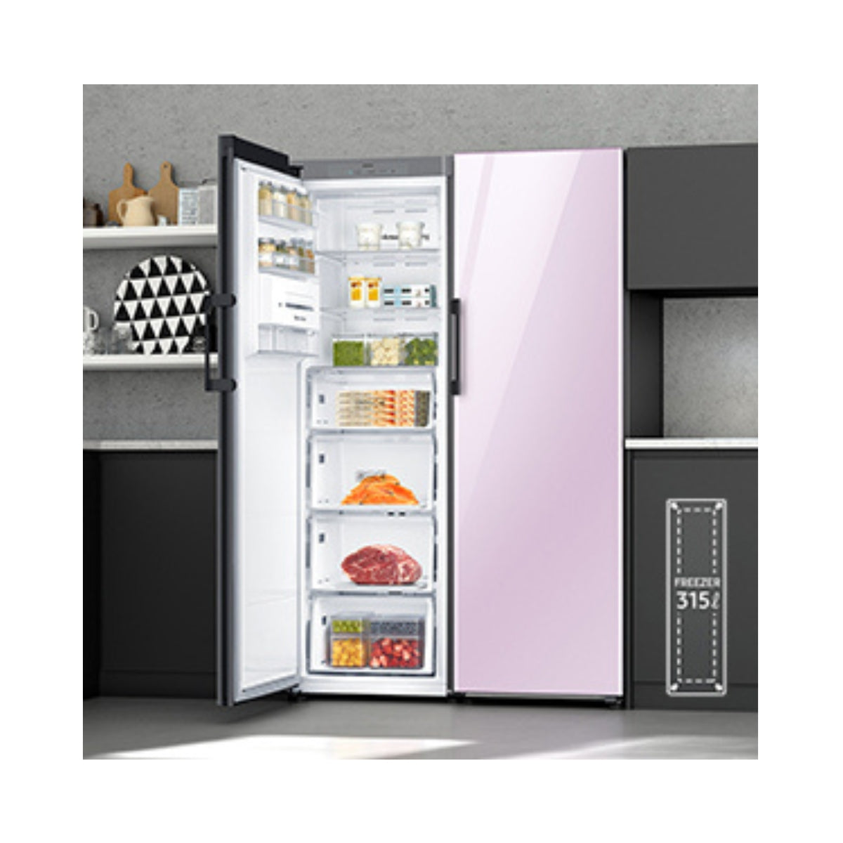 Samsung 315 Liters Bespoke One Door Freezer RZ32T7405AP/AE Customizable Color Panels, All Around Cooling on Digital Inverter Compressor