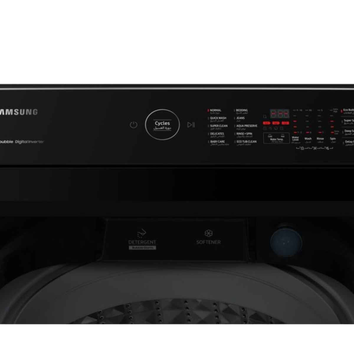 Samsung WA6000C / WA12CG6745BVGU 12kg Top-Load Washing Machine — Eco Bubble™, Digital Inverter Technology, Super Speed, Black Caviar