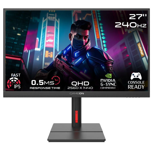 GAMEON GOML27QHD240IPS Midnight Signature Series 27" QHD, 240Hz, MPRT 0.5ms, HDMI 2.1, Fast IPS Mini LED Gaming Monitor (Supports PS5) - Black