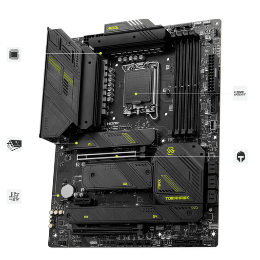 MSI MAG Z790 TOMAHAWK MAX WIFI ATX Motherboard, LGA1700 Socket, Intel Z790 Chipset, 4x DDR5 Slots, 192GB Max Memory, Wi-Fi 7 / BT 5.4, 2x PCIe x16, HDMI / DP, USB-A 3.2 / USB-C 3.2