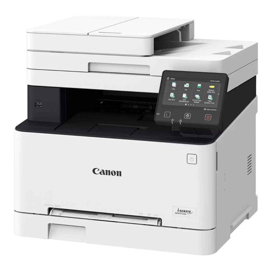 Canon i-SENSYS MF657Cdw Wireless Colour AIO Laser Printer, 21ppm Print Speed, 5" LCD Colour Touch Screen, 1200 x 1200 dpi, 50-sheet ADF, 30,000 Pages / MO Duty Cycle, USB 2.0 / Wi-Fi, White | 5158C001