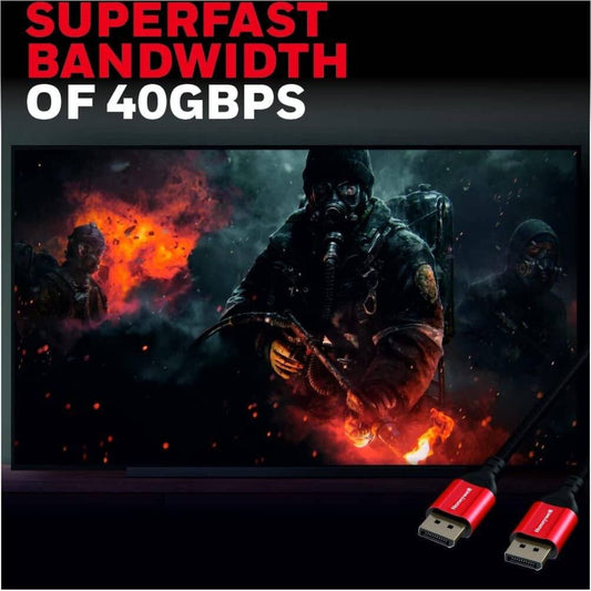 Honeywell Display Port To Display Port 2.0 Cable, 40 GBPS, Supports UHD Resolution, Male to Male, Compatible with TV, Laptop, Projector, Monitor, etc- 2m | HC000018/HDM/DP/2.0