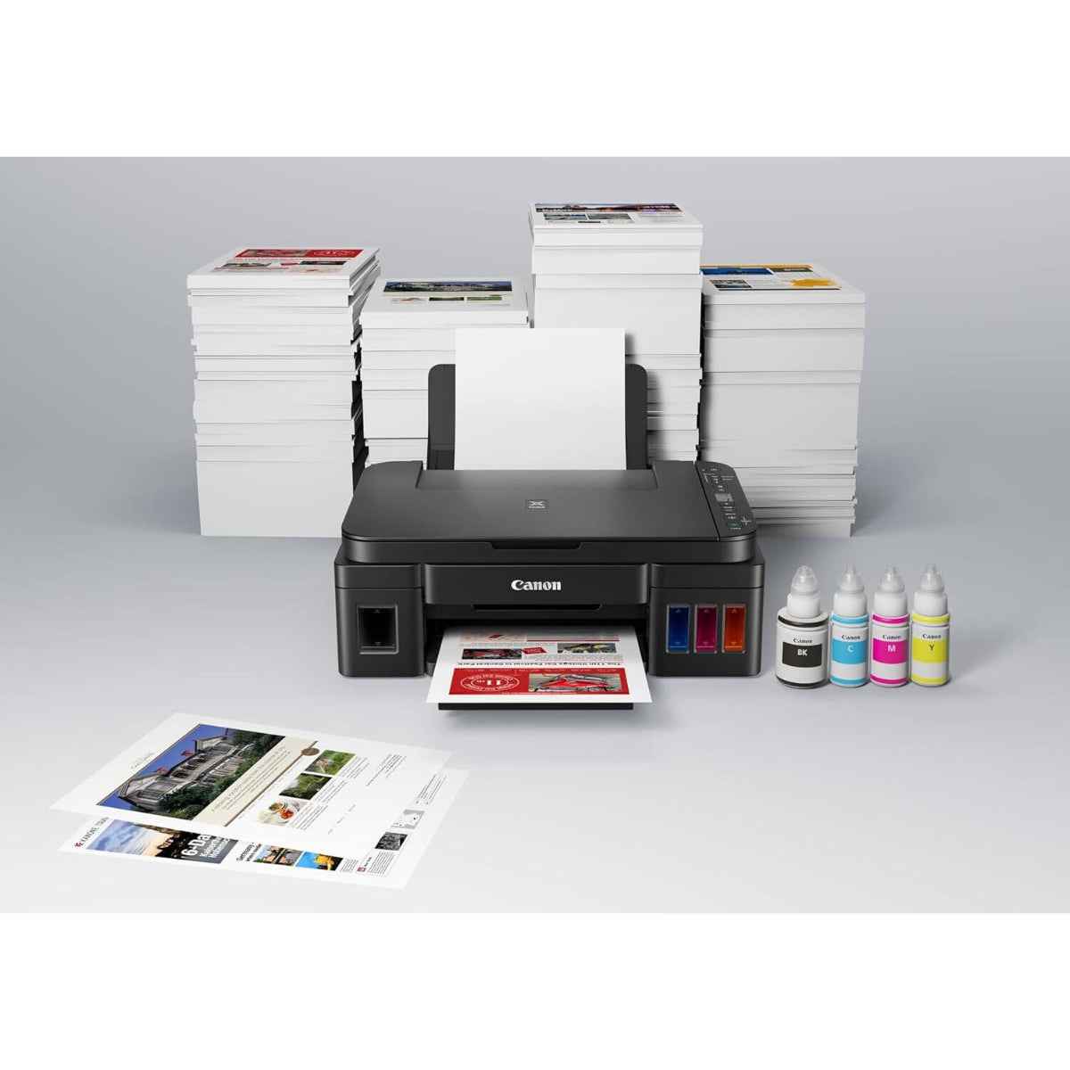 Canon PIXMA G3416 Printer, 1.2" LCD Display, Up to 48001 x 1200 DPI, 100 Sheets Tray Input Max, 53.5dB(A) Acoustic Noise Level, 8.8 IPM Mono Print Speed, Hi-Speed USB, Black | G3416