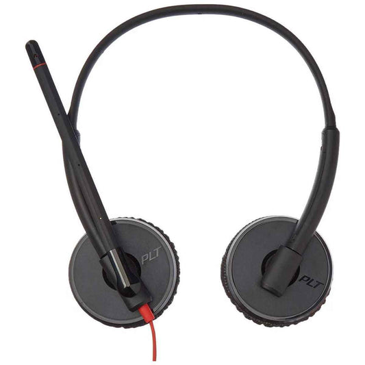 HP Poly Blackwire C3225 Stereo USB-C Headset, Noise-Cancelling Boom Mic, On-Ear Design with SoundGuard, USB-C/3.5mm Compatibility, 270° Rotatable Mic, Black