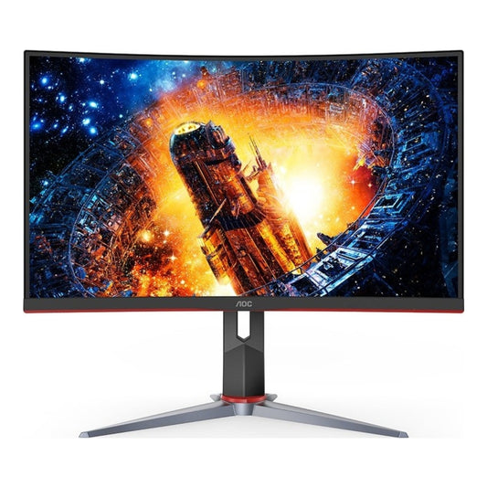 AOC C24G2 23.6'' Curved Gaming Monitor, FHD VA Panel, 165Hz Refresh Rate, 1ms (MPRT) Response Time, 1500R Curvature, 16.7M Display Colors, Adaptive-Sync Technology, Flicker Free, Black
