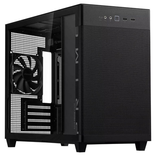 Asus Prime AP201 Tempered Glass MicroATX Computer Case, Removable Dust Filter, Up to 360mm Radiator Support, Up to 4 Fans, Black | 90DC00G0-B39010