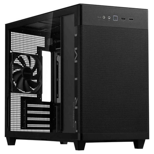 Asus Prime AP201 Tempered Glass MicroATX Computer Case, Removable Dust Filter, Up to 360mm Radiator Support, Up to 4 Fans, Black | 90DC00G0-B39010
