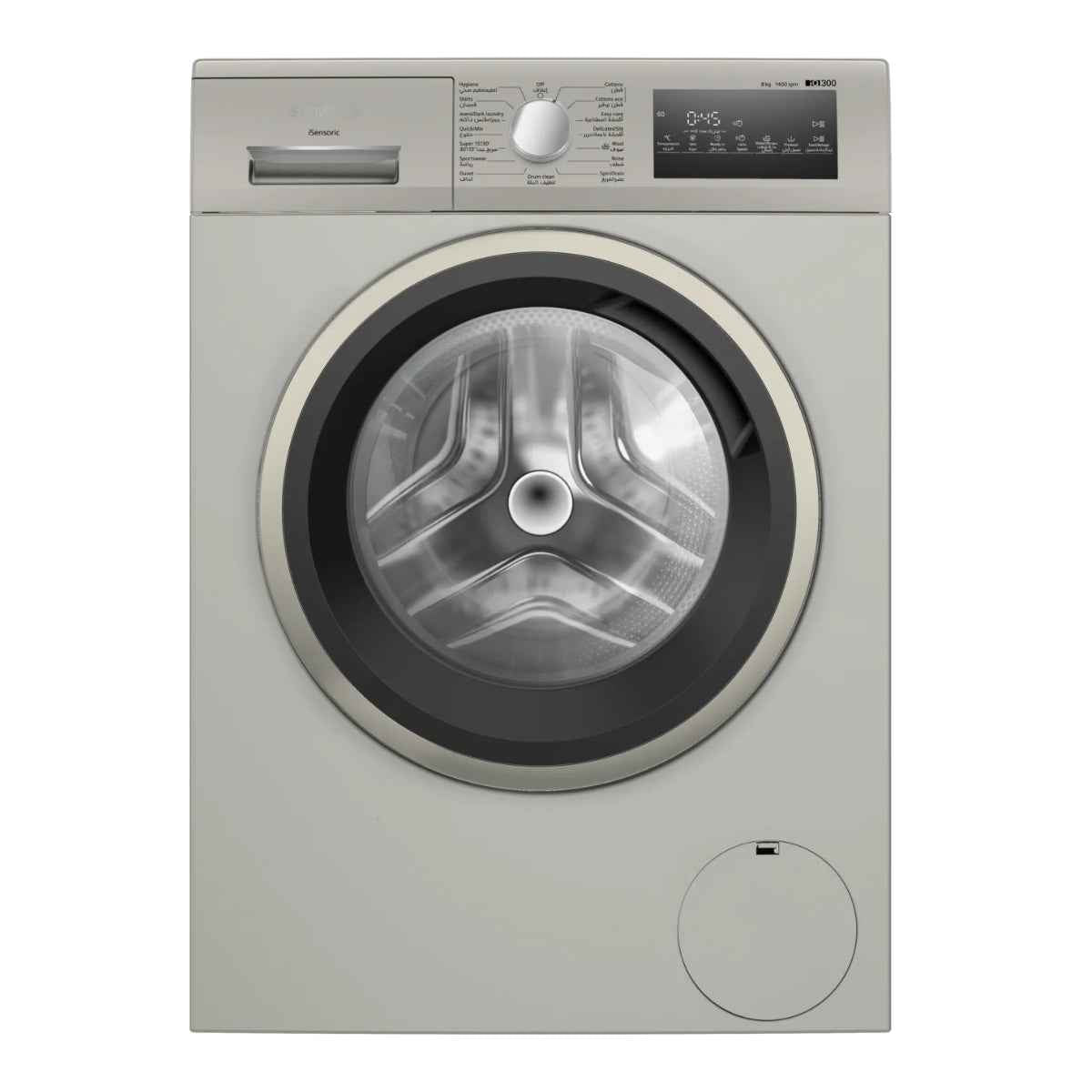 Siemens iQ300 8kg Front Load Fully Automatic Washing Machine WM14U28XGC, Capacity, iQ drive Motor, 1400 RPM Max Spin Speed, wave Drum, Speed Pack L, Silver Inox
