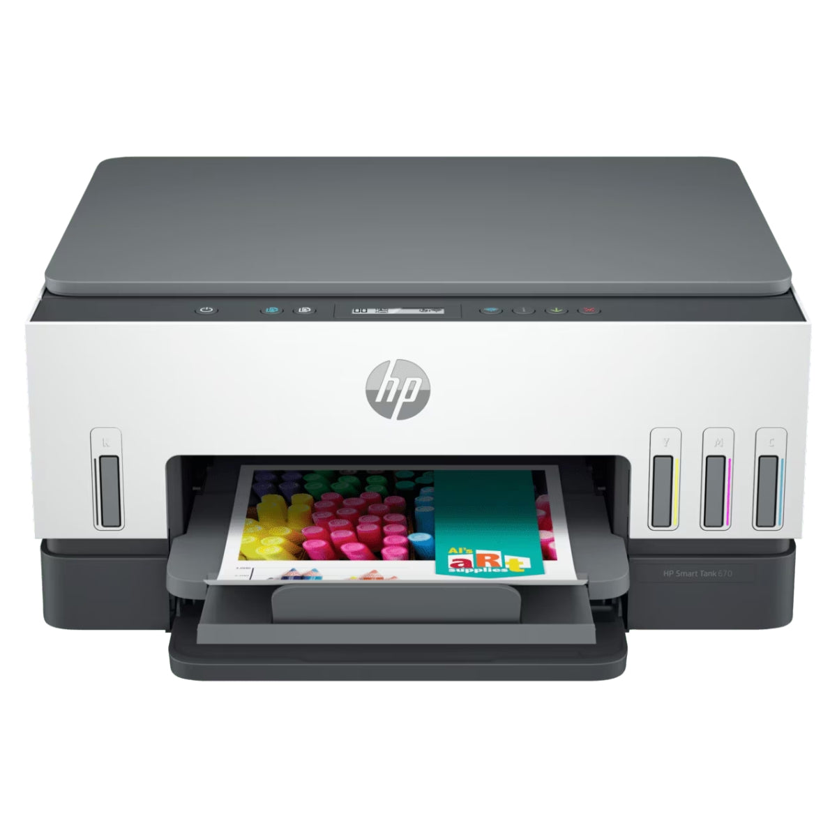 HP Smart Tank 670 All-in-One Printer, Print, Scan, Copy, Wireless, Scan To PDF, Fast Two-sided Printing, Up To 18,000 Black Or 8,000 Color Pages, White/Grey - 6UU48A