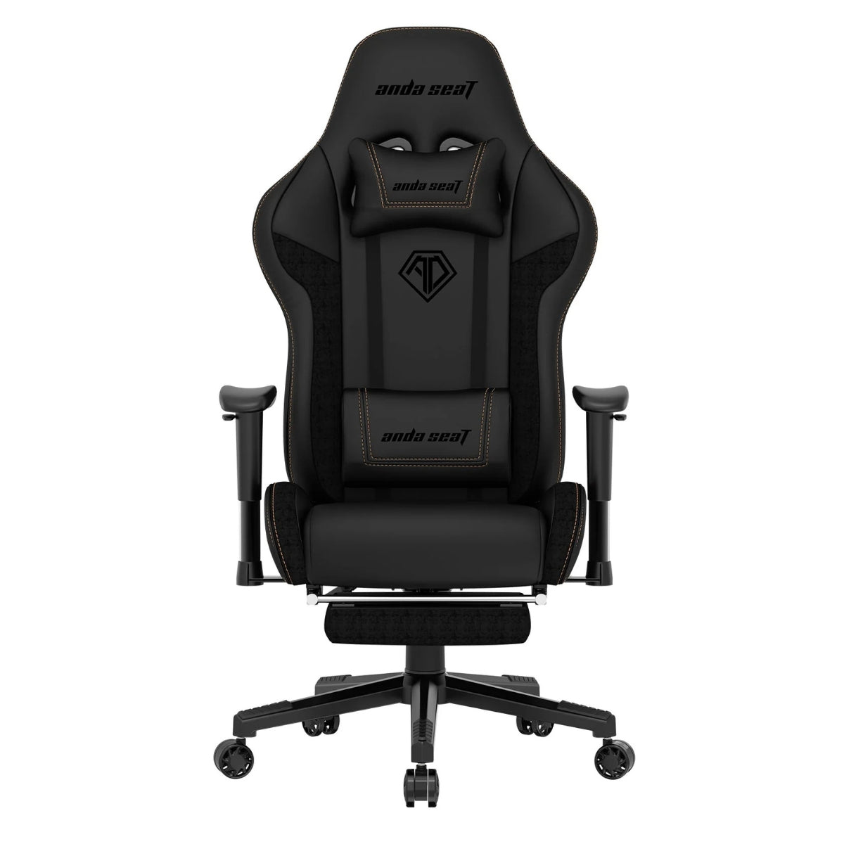 AndaSeat Jungle 2 Series Gaming Chair, Sturdy Retractable Footrest, Ergonomic Design, High-Quality PVC Leather, Lifetime Framework | Black