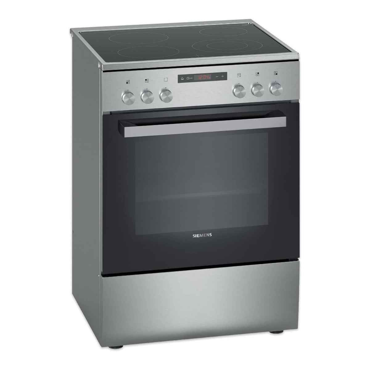 Siemens iQ300 Free-Standing Electric Cooker HK8Q3A150M Ceramic Hob, Stainless Steel, Digital Display, 66L Volume, 60cm Cooker, Ceramic Cooker, 6 Cooking Modes, Red LED Display With Knob Control Interface