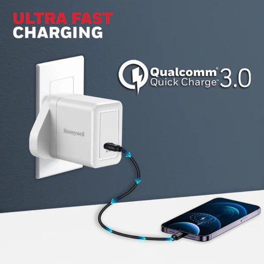 Honeywell Zest Charger PD20W, Type C Fast Wall Charger, Ultra-Fast Charging Compatible with iPhone, iPad, Samsung, Smartphones, Tablets, Power Banks, Smart Watch, White | HC000025/CHG/PD/WHT/20W/UK