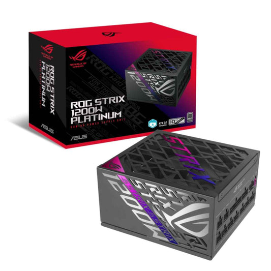 ASUS ROG Strix 1200W Fully Modular Power Supply, 80 PLUS Platinum Efficiency, Active PFC, GaN MOSFET, ATX 3.1 Compatible, Cybernetic Lambda A+, Dual Ball Fan bearings - Black
