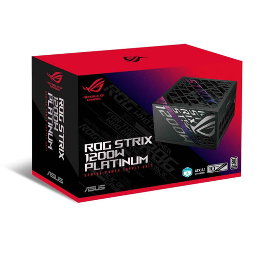ASUS ROG Strix 1200W Fully Modular Power Supply, 80 PLUS Platinum Efficiency, Active PFC, GaN MOSFET, ATX 3.1 Compatible, Cybernetic Lambda A+, Dual Ball Fan bearings - Black