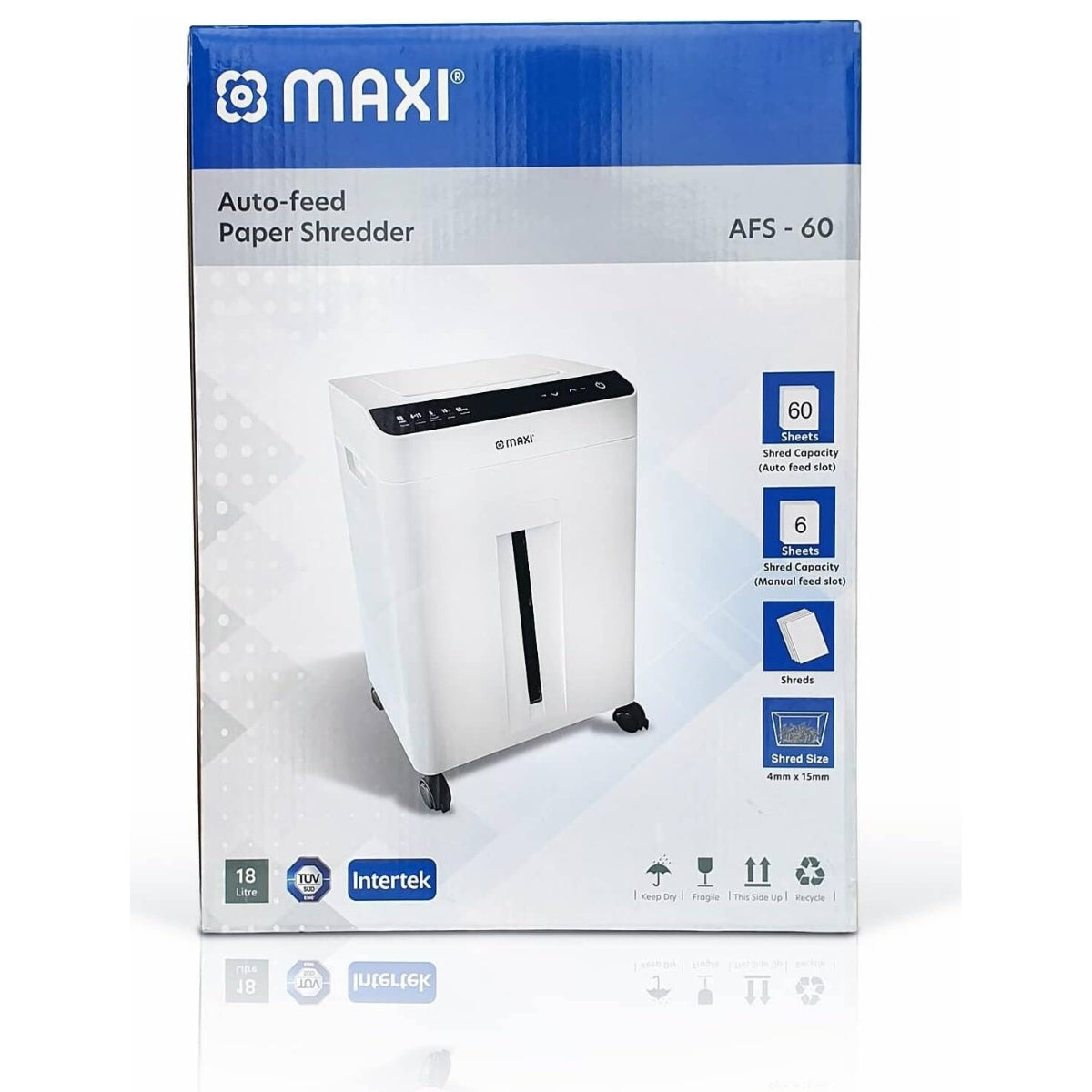 Maxi AFS60 Auto-Feed Paper Shredder Cross Cut – Compact & Secure Shredding for Home and Office