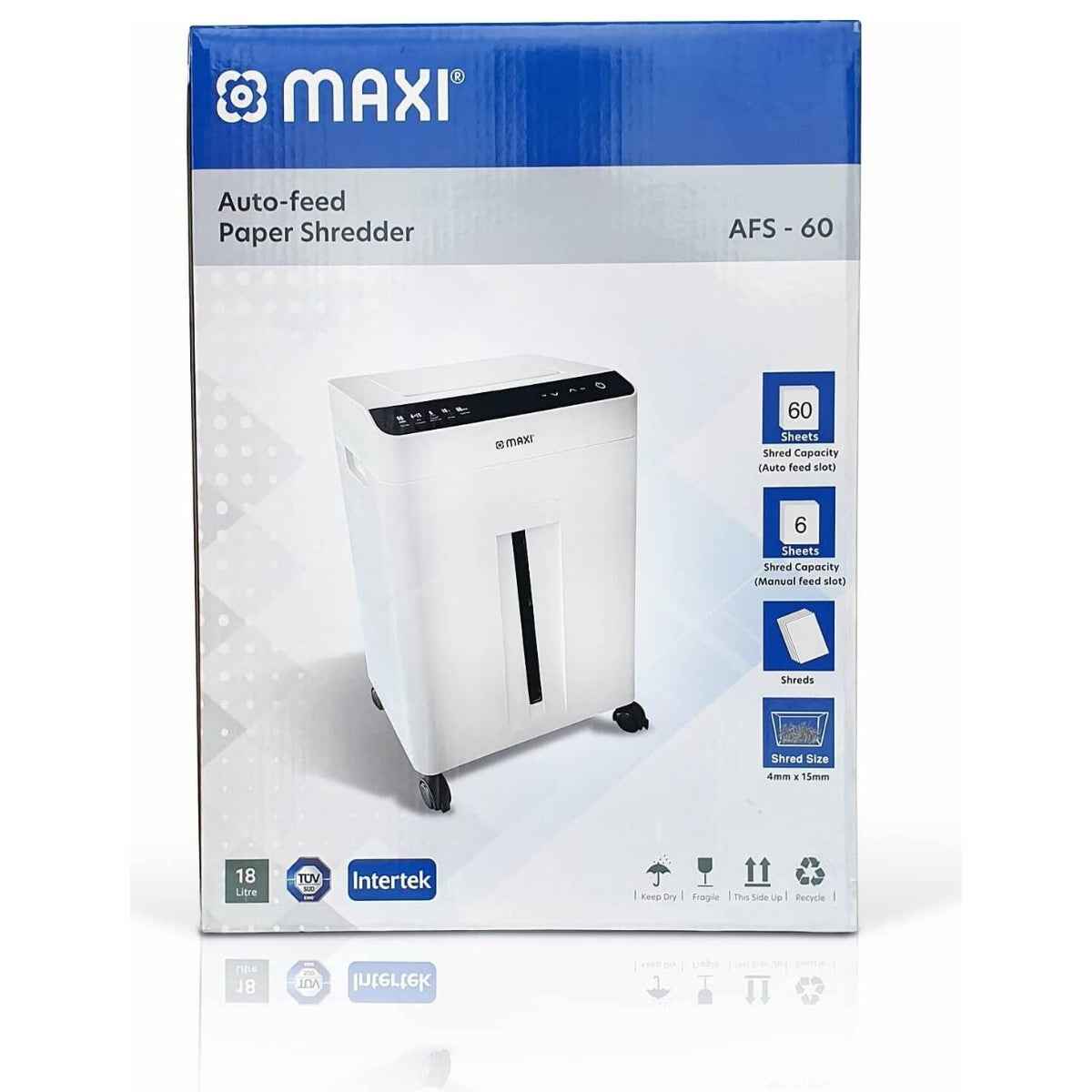 Maxi AFS60 Auto-Feed Paper Shredder Cross Cut – Compact & Secure Shredding for Home and Office