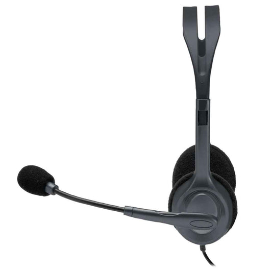 Logitech H111 Stereo Headphones, Bi-directional Microphones Type, Adjustable Headband, 1.3m Cable Length, 3.5mm Audio Jack, Black | 981-000593