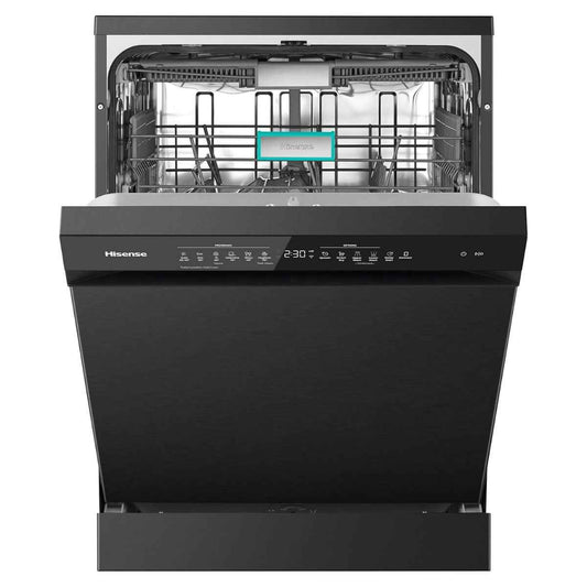 Hisense HS673C90BME Freestanding Dishwasher | 16 Place Settings | WiFi Connectivity | Smart Dry | Three-Level Wash | Inverter Technology | Premium Black