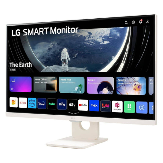 LG 27SR50F 27" Smart FHD IPS Monitor with webOS 23, HDR10, Screen Share, Wi-Fi / Bluetooth, 5Wx2 Stereo Speaker, Tilt Stand, Apple AirPlay 2 & HomeKit Compatibility, HDMI/USB Type-A, White