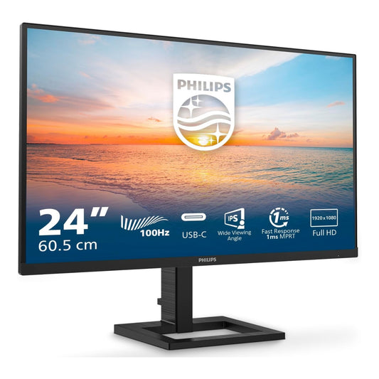 PHILIPS 24 Inch Full HD LCD monitor, 100Hz, IPs, 1ms, USB-C power delivery, Speakers, Flicker Free, LowBlue mode (1920 x 1080, 250 cd/m², HDMI 1.4 / USB-C)