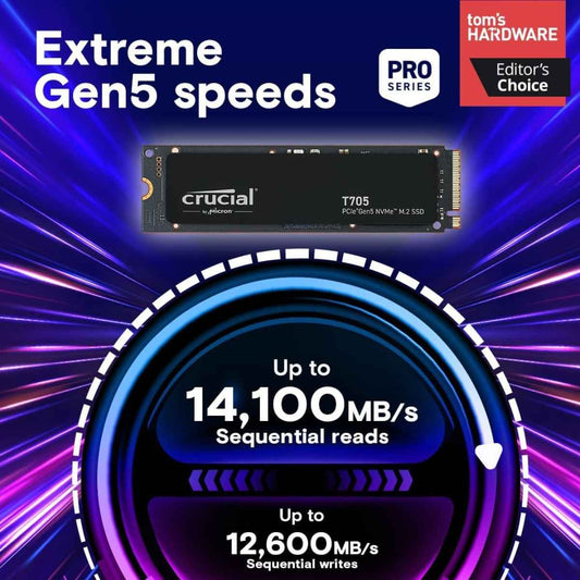 Crucial T705 PCIe 5.0 NVMe SSD – 4 TB | Blazing Gen-5 Performance