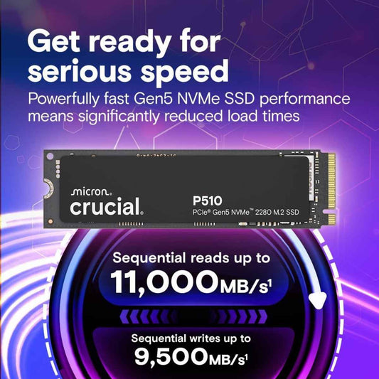 Crucial P510 PCIe 5.0 NVMe SSD – 1 TB (CT1000P510SSD8) | Next-Gen Speed & Reliability