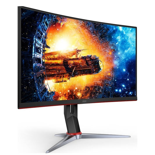 AOC C24G2 23.6'' Curved Gaming Monitor, FHD VA Panel, 165Hz Refresh Rate, 1ms (MPRT) Response Time, 1500R Curvature, 16.7M Display Colors, Adaptive-Sync Technology, Flicker Free, Black