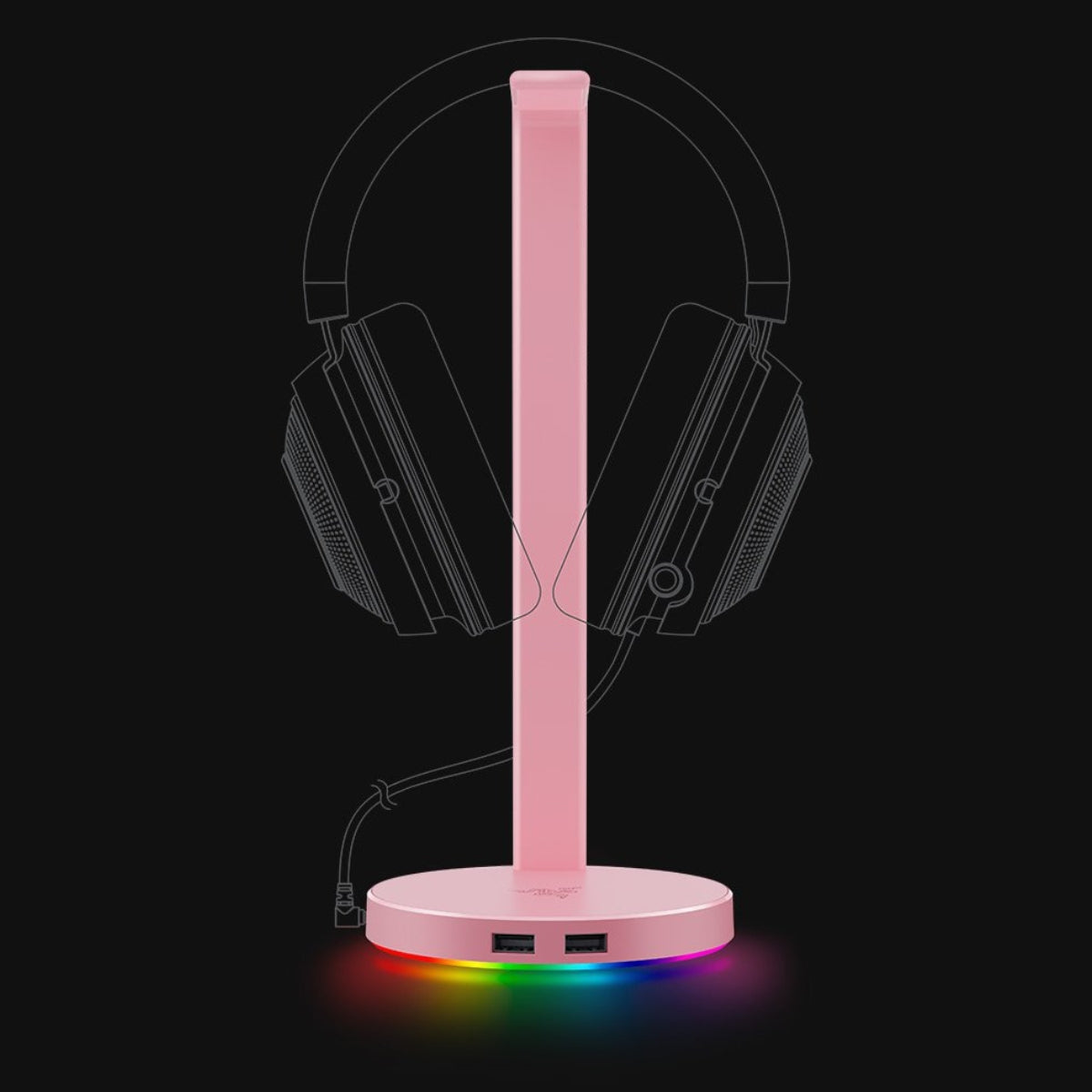 Razer Base Station V2 RC21-01510200-R3M1 Quarz Pink Chroma Headset Stand with USB 3.1 and 7.1 Surround Sound