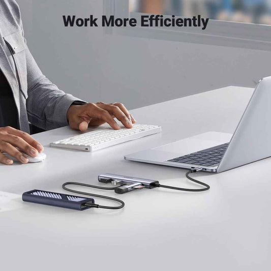 UGREEN CM473 Aluminium USB-C Hub – 4 Ports (2× USB-C + 2× USB 3.0), 5Gbps Multiport Splitter