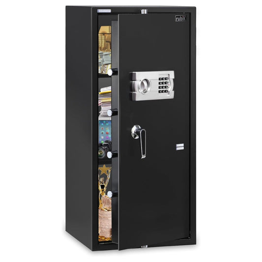 Rubik Safe Box Large with Digital Keypad and Key Lock, Security Locker for Money Files Folder Documents Jewelry Office Home RB90EG (Size, 90x40x50cm) Black