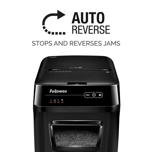 Fellowes AutoMax 200C Cross-Cut Paper Shredder | 200-Sheet Auto Feed | P-4 | 32L Bin | SilentShred | 4653601