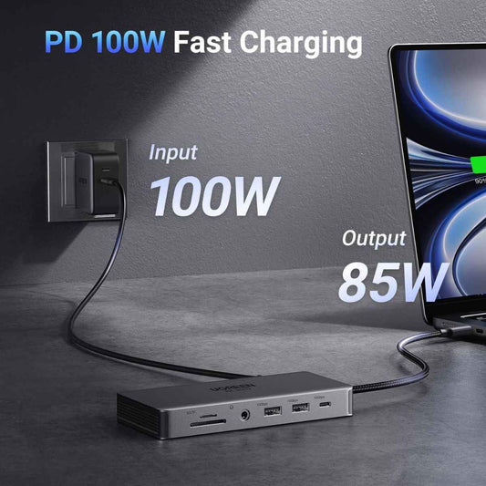 UGREEN Revodok Pro 211 11-in-1 USB-C Hub | 4K @ 60Hz | Up to 10Gbps | Dual HDMI | 100W USB-C PD | Gigabit Ethernet | SD/TF | 15965