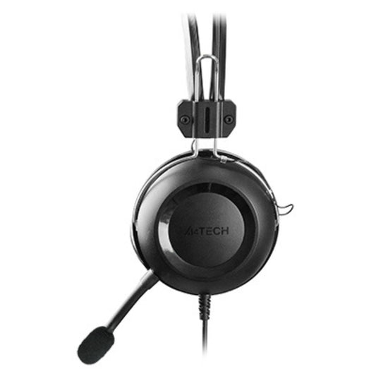 A4Tech HU-35 ComfortFit Stereo USB Headset – 40mm Driver, Noise Cancelling Mic, Volume Control, Black