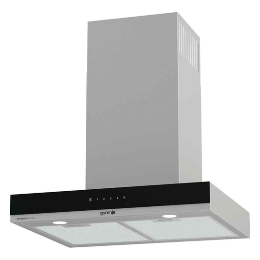 Gorenje WHT644EXGB Built-In Wall Cooker Hood, 60cm, 557m³/h Extraction Rate, T-Shape Design, LED Lighting, Stainless Steel 