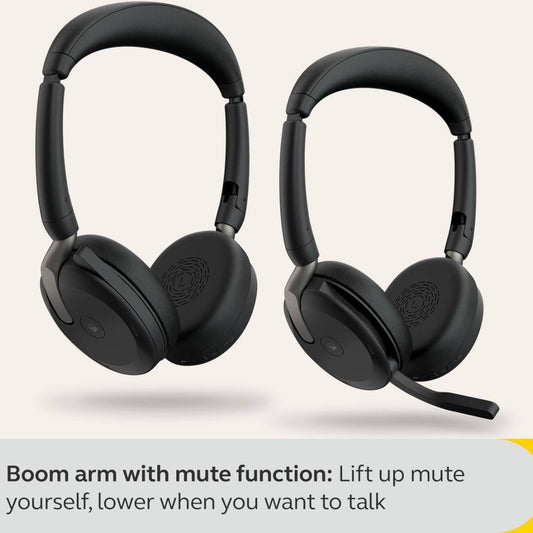 Jabra Evolve2 65 Flex Professional Wireless Headset | Hybrid Active Noise Cancellation | Microsoft Teams Certified | USB-A Dongle | Black | 26699-999-999