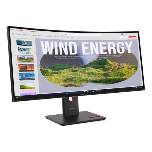 Lenovo ThinkVision T34WD-40 34" Monitor, VA Display, WQHD Resolution, 120Hz Refresh Rate, 4ms (Extreme Mode) Response Time, 1500R Curvature, 16.7m Color Display, Black