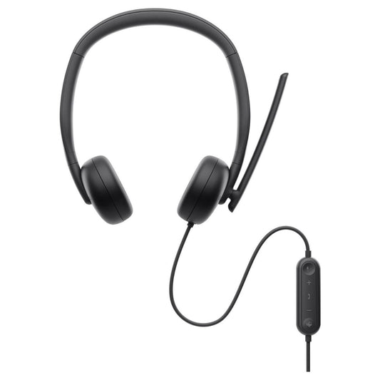 Dell WH3024 Wired On-Ear Headset | 28mm Speakers | Passive Noise Cancellation | AI Beam Forming | USB Type-C | 2m Cable | Black | 520-BBDS