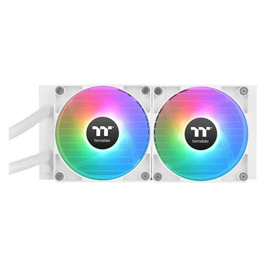 Thermaltake TH240 V2 Ultra ARGB Sync AIO Liquid CPU Cooler – 2×120mm PWM Fans, 2.1" LCD Display, 57.05 CFM, White | CL-W404-PL12SW-A