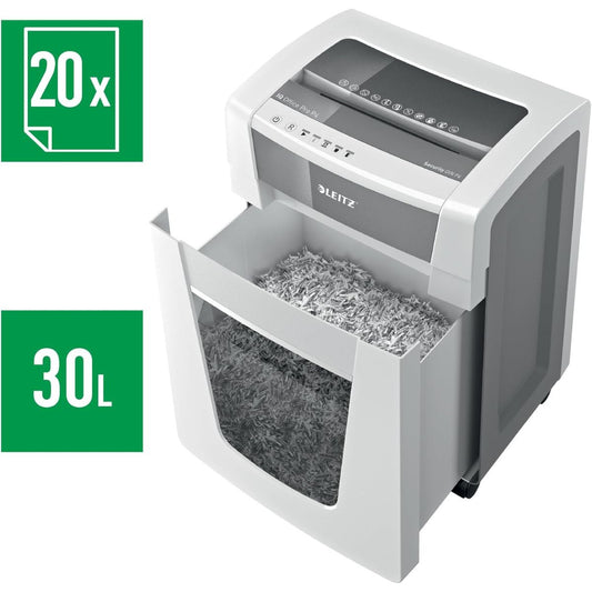 Leitz IQ Office Paper Shredder P4 – 20 Sheets, Cross Cut, 30L Bin, Continuous Run