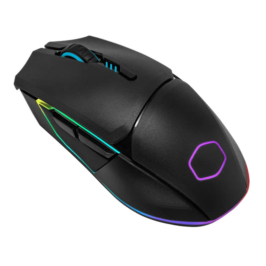 Cooler Master Gaming Mouse, OMRON Switch, PixArt PAW 3335 Mouse Sensor, Triple Connectivity, Customizable RGB Lighting, Gold-Plated Detachable Connector, 800mAh Battery, Black