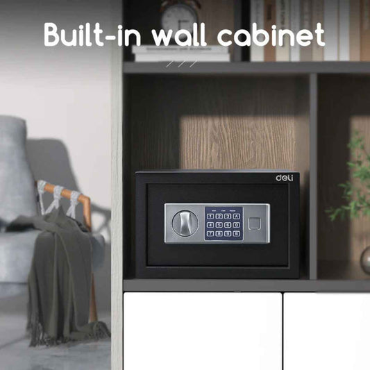 Deli T520 Fireproof Safe, Digital Safe Box with KeyT520 Full Metal Body 4.1kg (20x31x20cm) Black