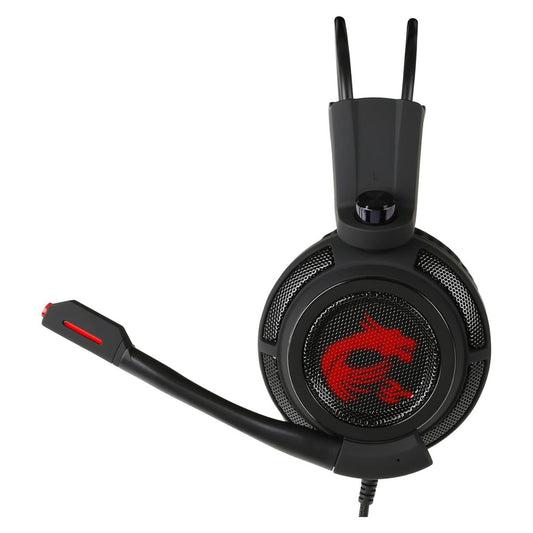 MSI DS502 Enhanced Virtual 7.1 Gaming Headset | 40mm Drivers | Vibration System | LED Lighting | Adjustable Microphone | Black/Red | S37-2100911-SV1