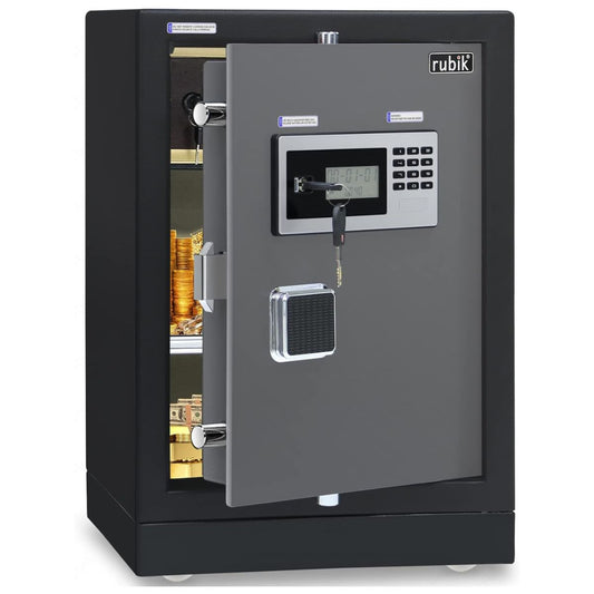 Rubik Large Executive Digital Safe Box, Dual Security Lock (60x40x35cm) Black/Grey - RB53XTD
