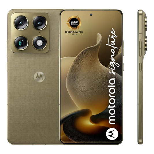 Motorola Signature 5G Smartphone, 16GB RAM + 16GB RAM Boost, 512GB Storage, OIS AI Camera, Extreme AMOLED 165Hz Display, Android 15, PANTONE Martini Olive, Complimentary Item Included